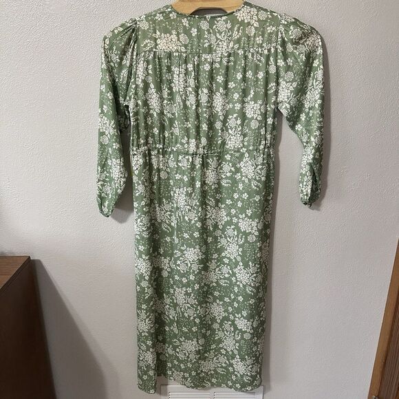 Summersalt The Cinched Waist Long Sleeve Caftan Dress Sz Small Floral Green NWT - Picture 3 of 5